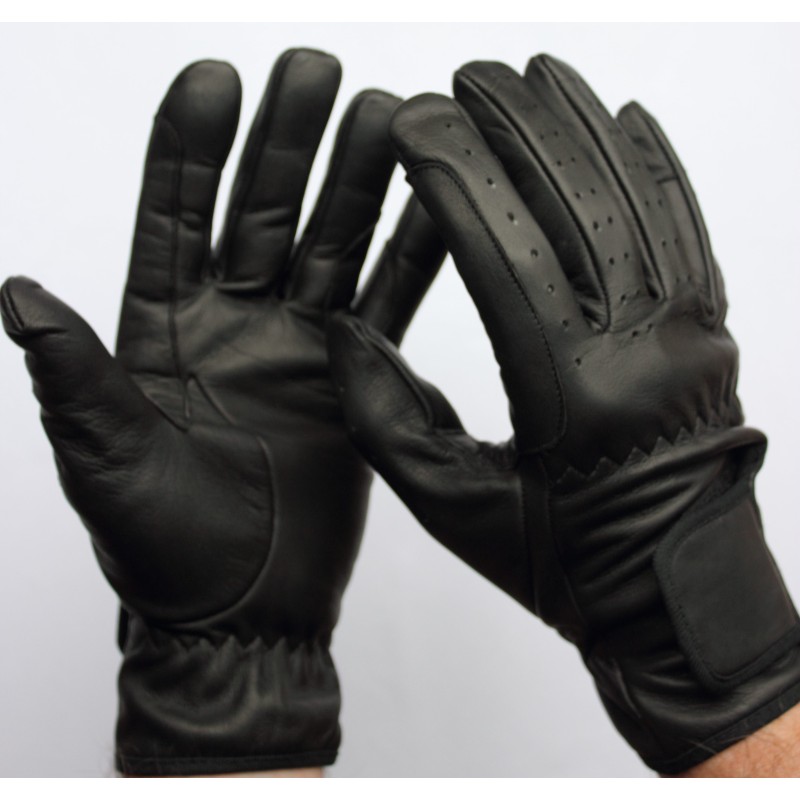 Gants de conduite en cuir noir visibles