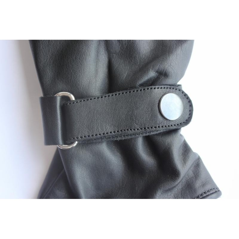 Gants d'hiver en cuir noir avec sangle