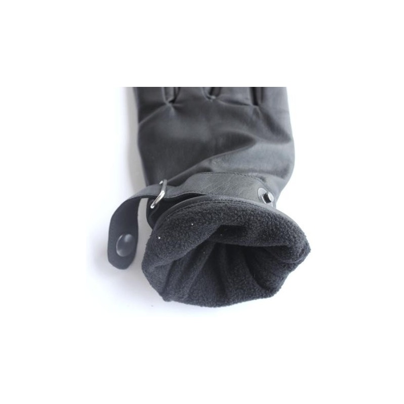 Gants d'hiver en cuir noir chaleur