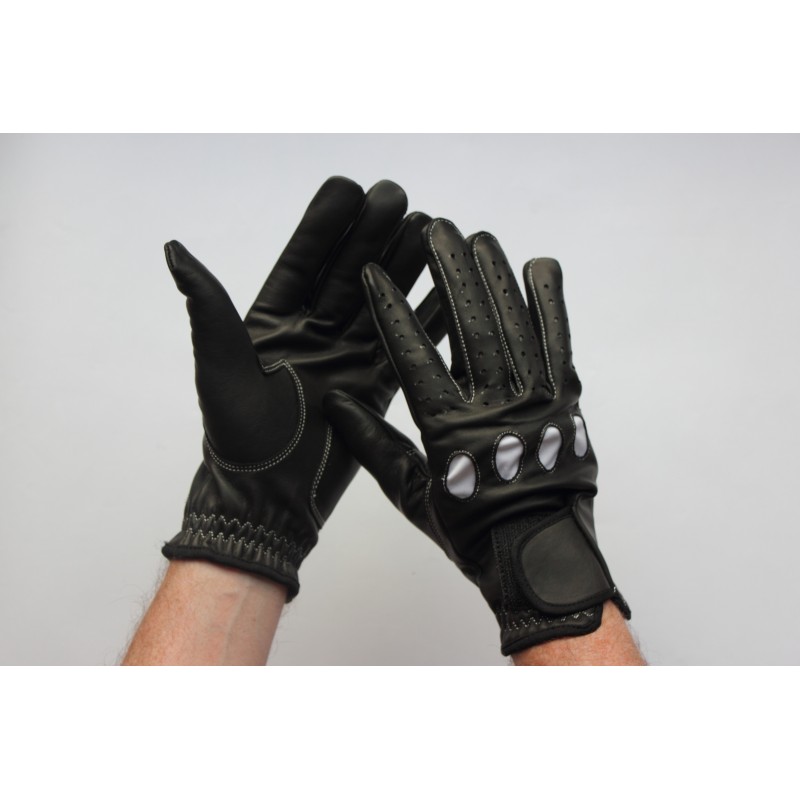 Gants en cuir noir avec rembourrage