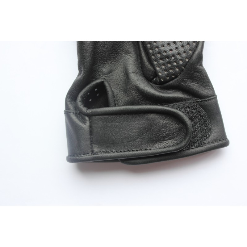 Gants de conduite en cuir noir sans doigts