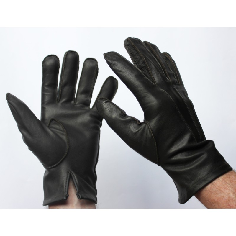 Gants ajustés en cuir noir pour mi-saison