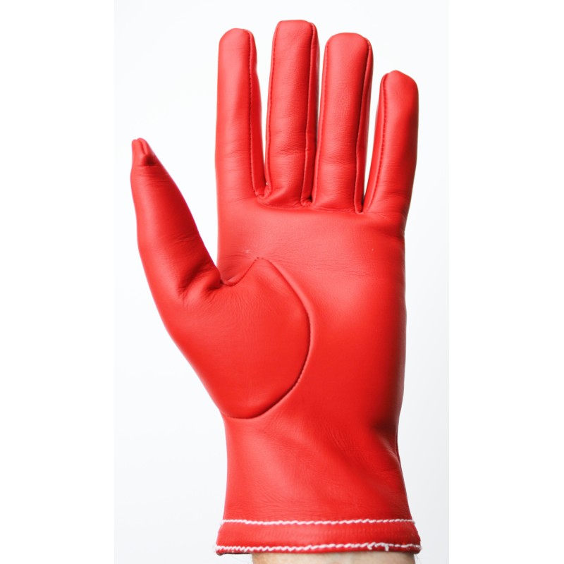 Gants en cuir rouge pour femmes de mi-saison