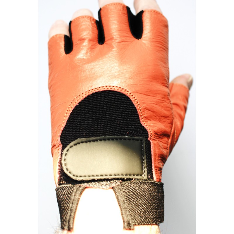 Gants de conduite sans doigts en cuir orange