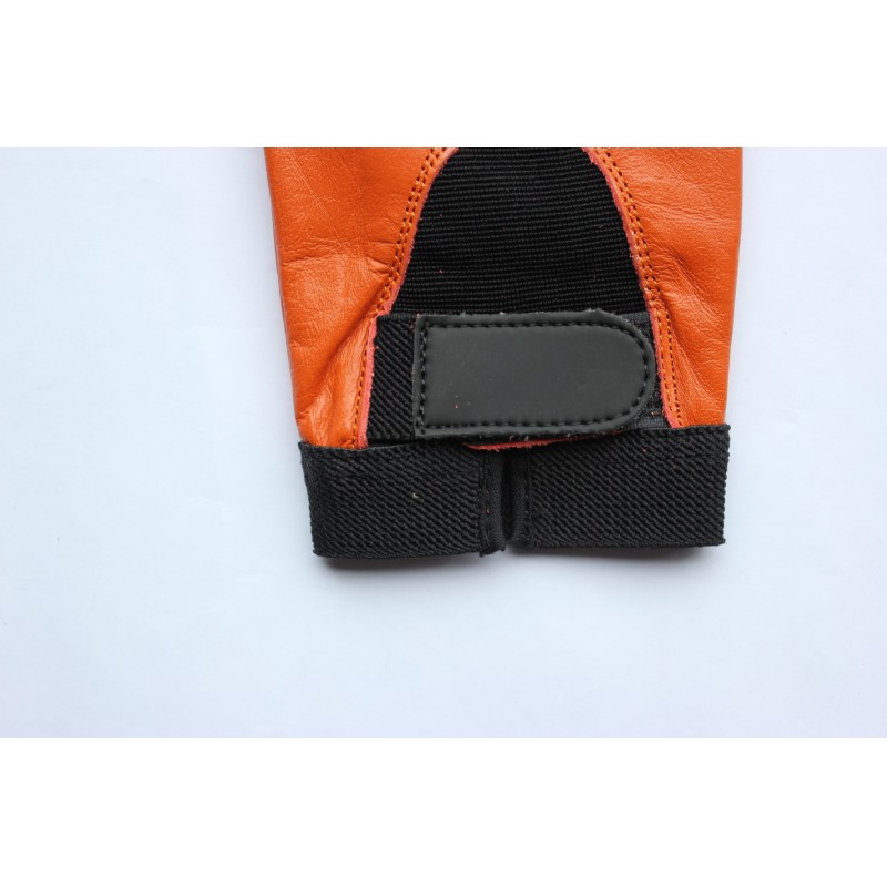 Gants de conduite sans doigts en cuir orange