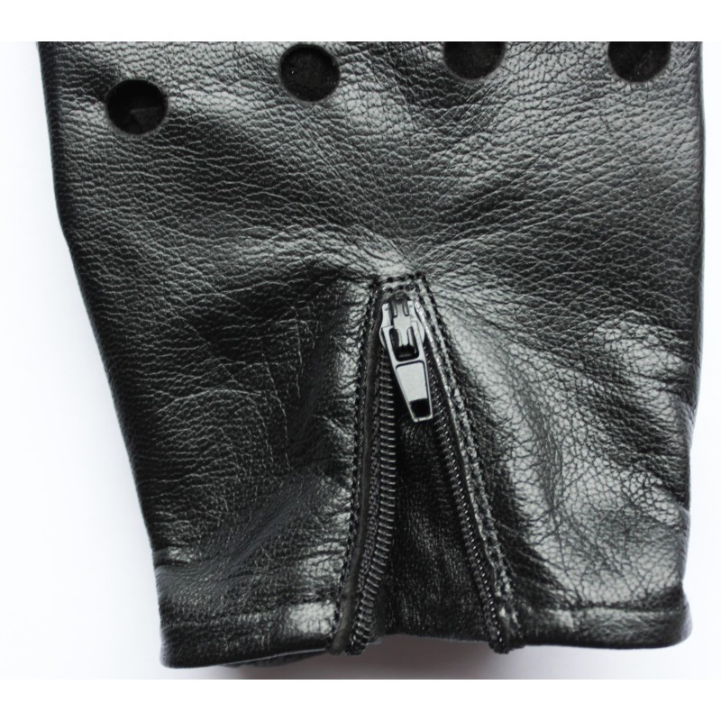 Gants de conduite en cuir noir sans doigts