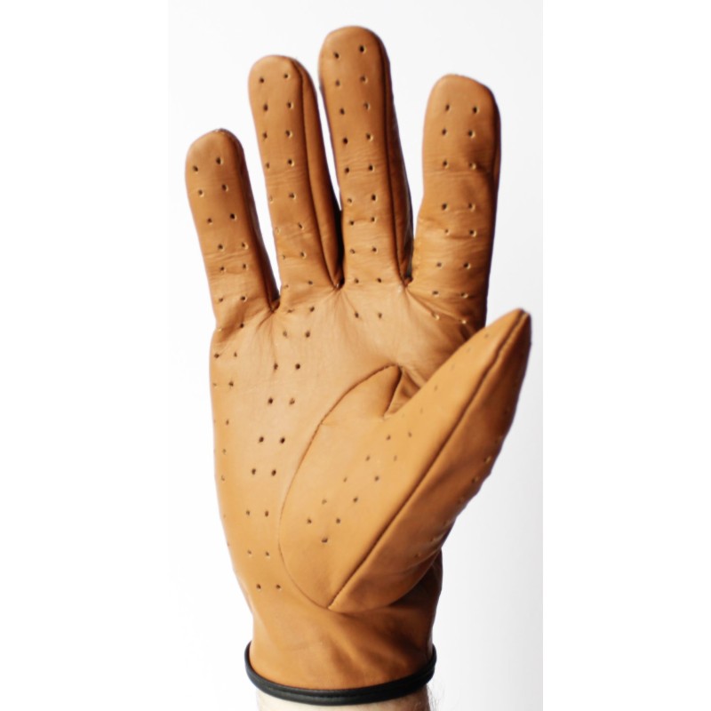 Gants de conduite en cuir avec sangle au poignet