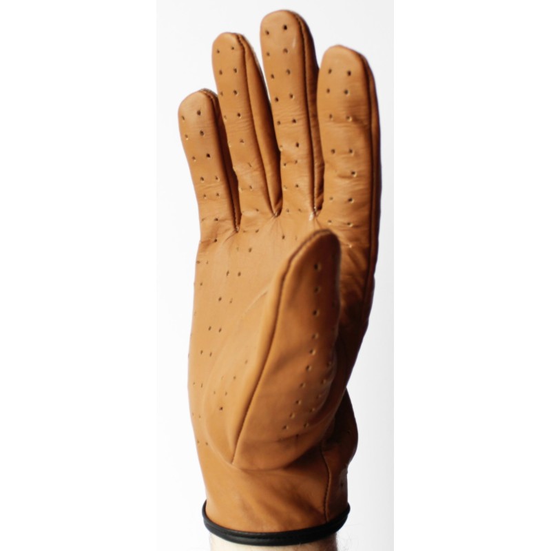 Gants de conduite en cuir brun clair