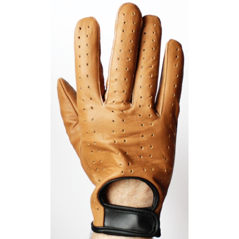 Gants de conduite en cuir brun clair