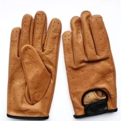 Gants fins cuir 100 % marron clair