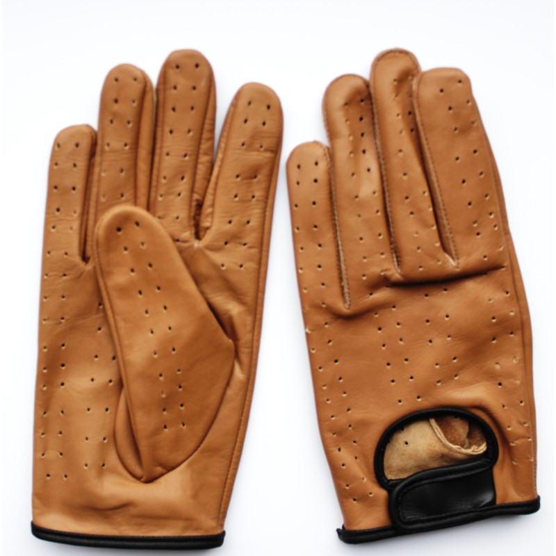 Gants de conduite en cuir brun clair