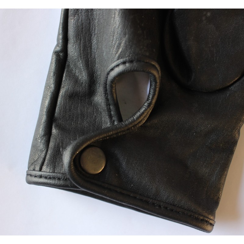 Gants en cuir noir à fermeture à pression