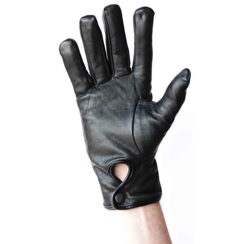 Gants d'hiver en cuir noir sans doigts