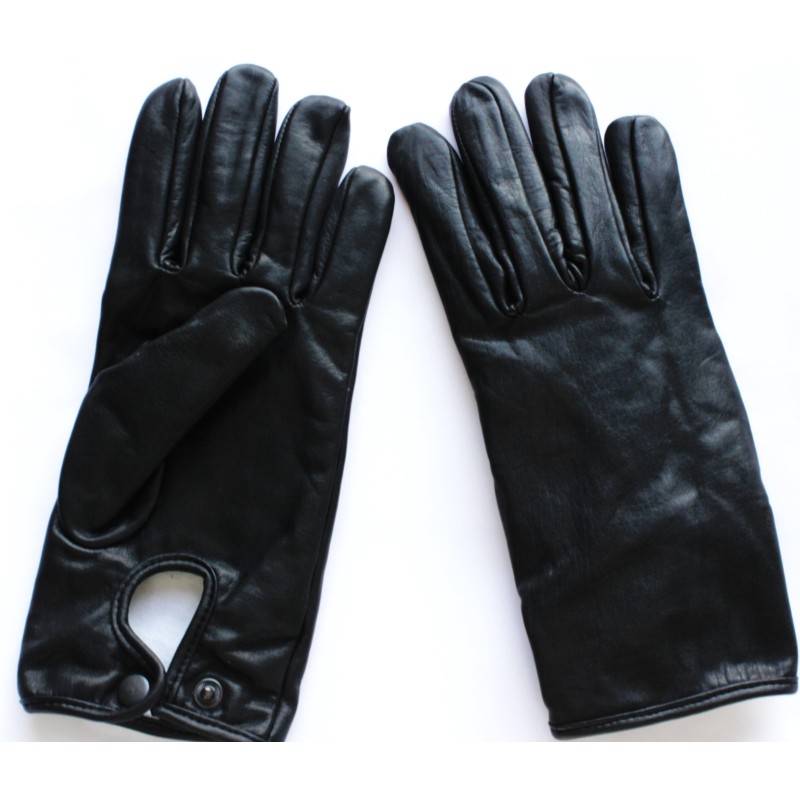 Gants en cuir noir à poignet ouvert