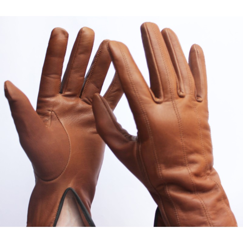 Gants d'hiver en cuir marron ajustés