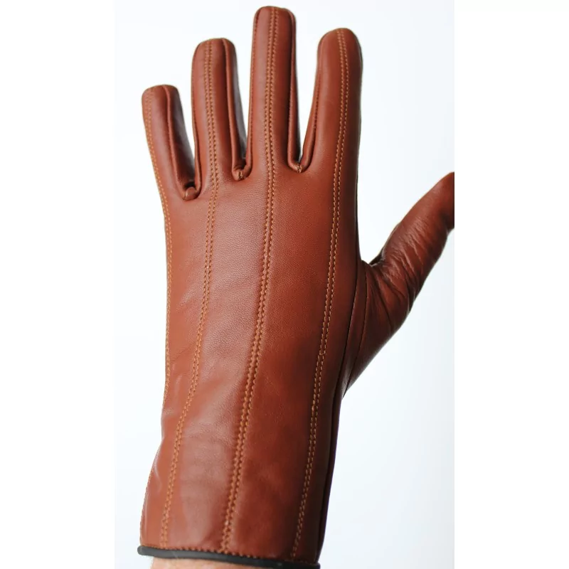 Gants hiver pour femmes de couleur rouge en cuir 100% vache - Ganterie Laura