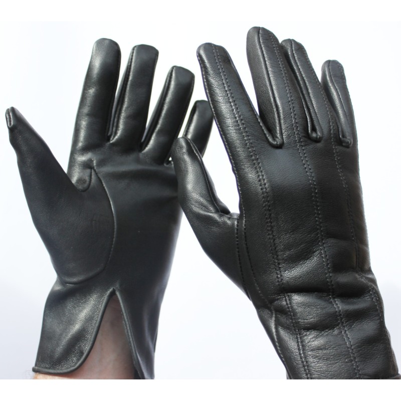 Gants d'hiver en cuir noir chaleur