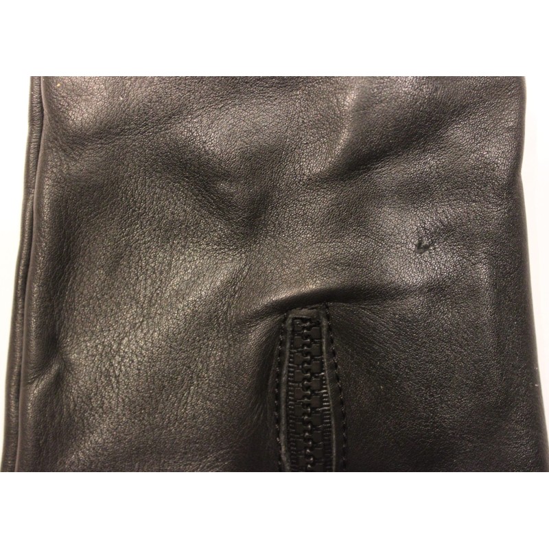 Gants en cuir noir à fermeture éclair