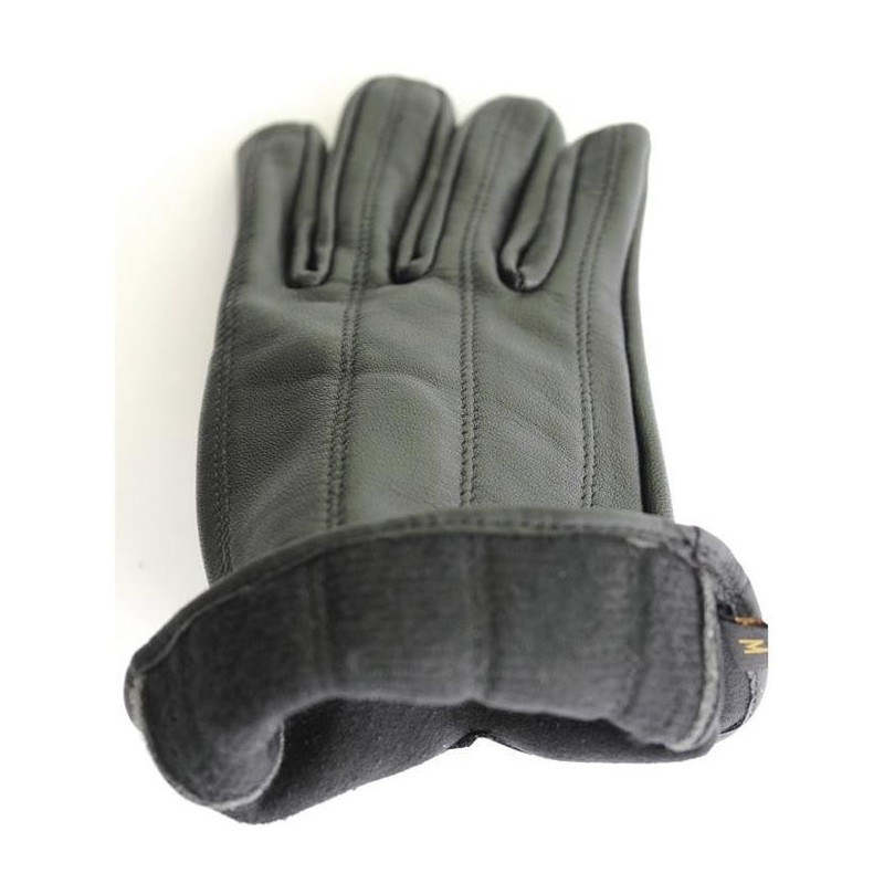 Gants d'hiver en cuir noir chaleur