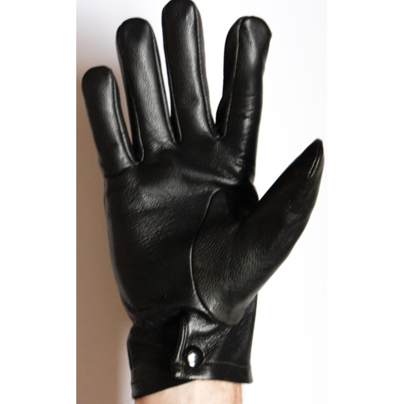 Gants en cuir noir à poignet snap