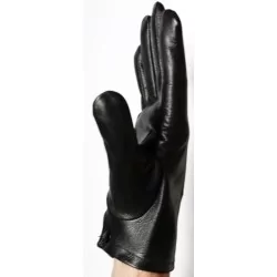 Gants cuir 100 % noir - mi-saison