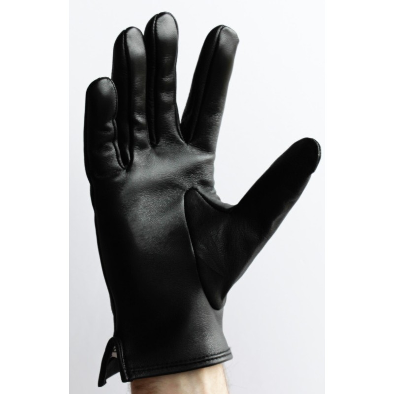 Black leather fine gloves Mi-saison