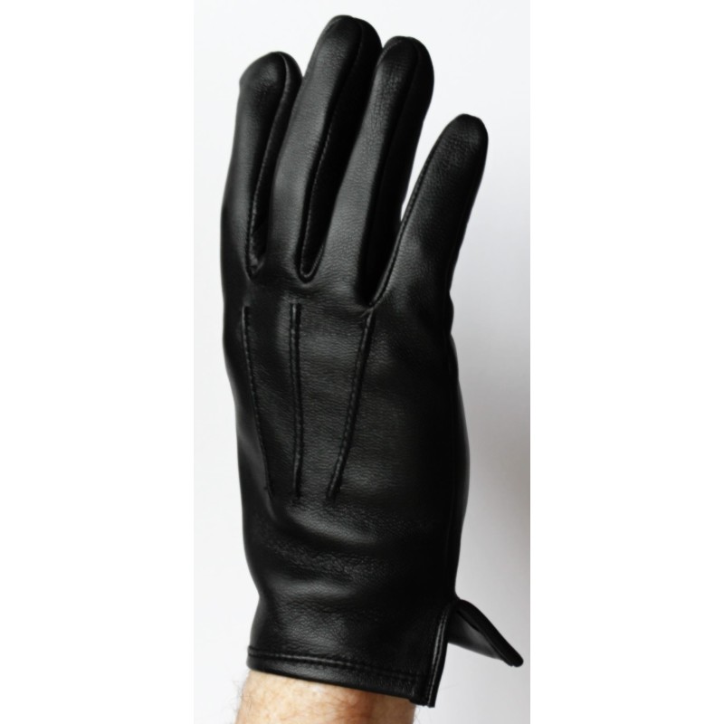 Black leather Mi-saison gloves pair