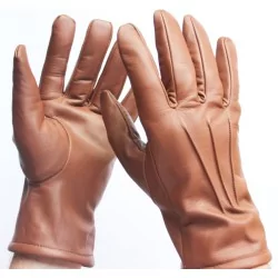 Gants cuir 100% marron