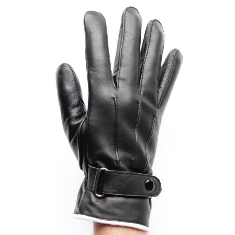 Gants cuir  noir 100% - hiver 