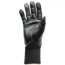 Gants cuir noir - serré aux poignets