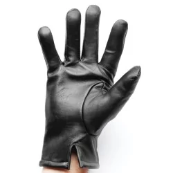 Gants 100 % cuir noir - hiver