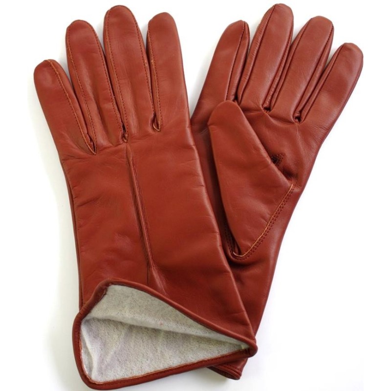 Gants d'hiver en cuir brique pour femmes