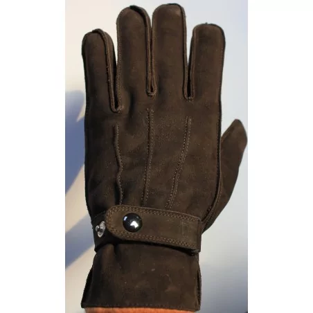 Gants cuir-daim marron foncé 100% - hiver