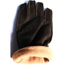 Gants cuir-daim marron foncé 100% - hiver