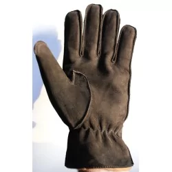 Gants cuir-daim marron foncé 100% - hiver