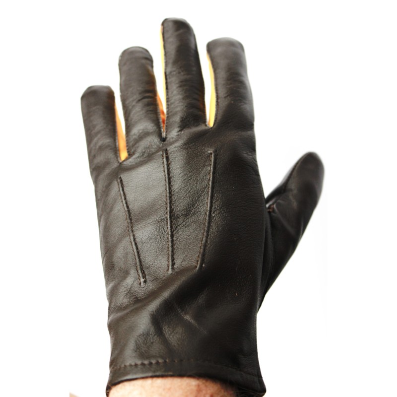 Gants en cuir fin avec doigts en tissu