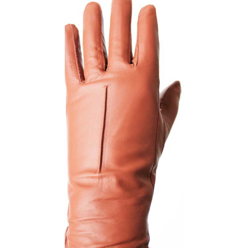Gants d'hiver en cuir brique pour femmes