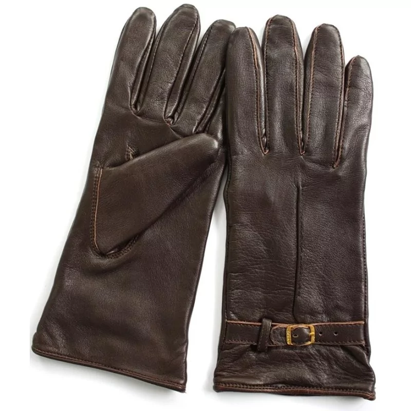 Gants hiver pour femmes de couleur rouge en cuir 100% vache - Ganterie Laura