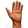 Gants cuir fin marron et tissu blanc