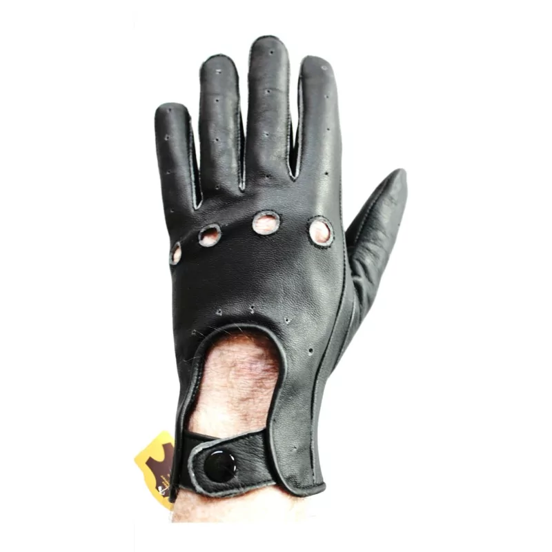 Gants conduite serrés - cuir fin noir 