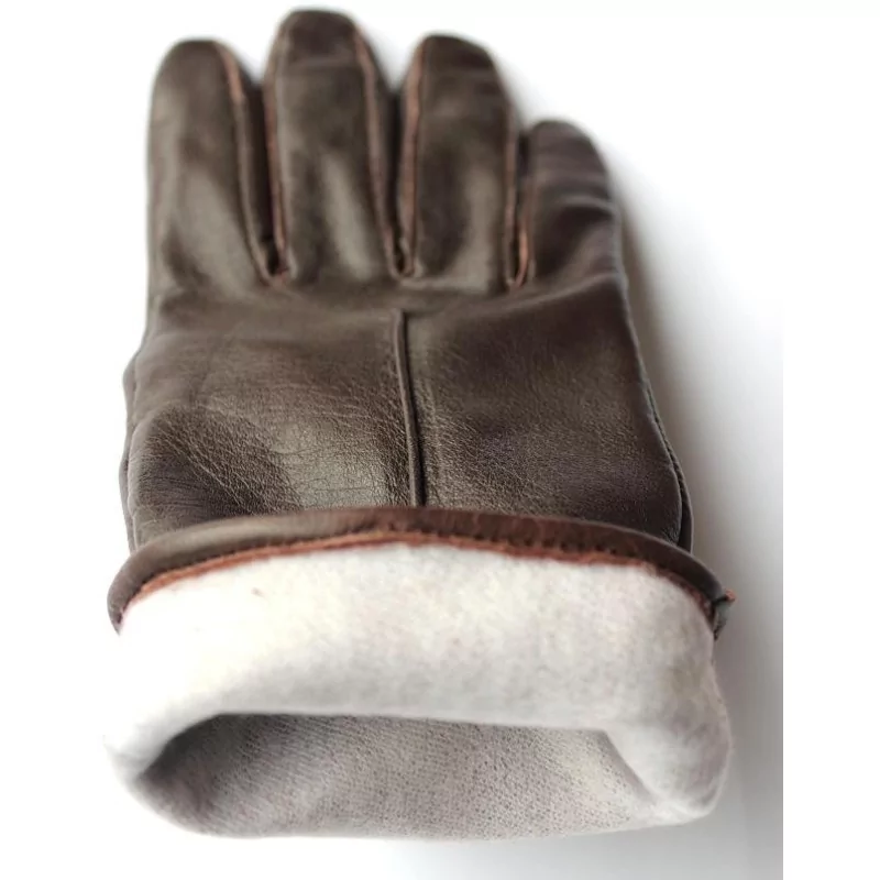 Gants en Cuir Doublé Marron main image 1