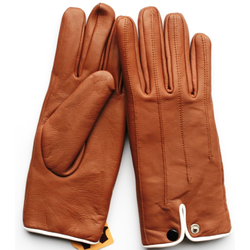 Gants d'hiver en cuir marron doublés