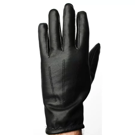 Gants cuir  hiver doublé - serré aux poignets