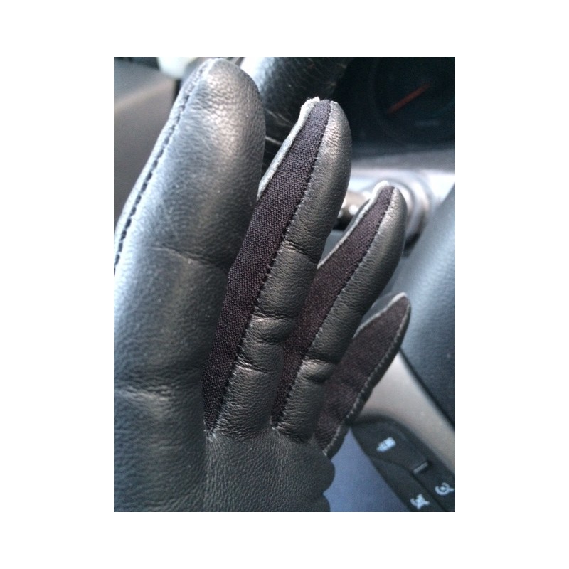 Gants de conduite en cuir noir pour les poignets