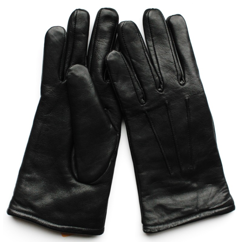 Gants d'hiver en cuir noir chaleur