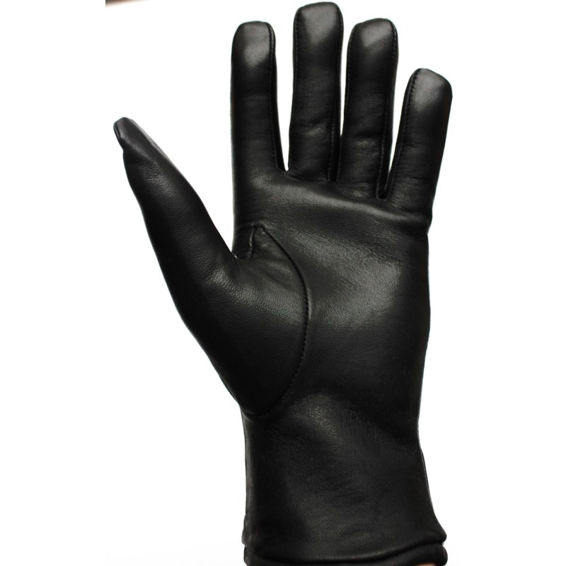Gants d'hiver en cuir noir chaleur