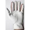 Gants cuir  fin  blanc  et tissu marron