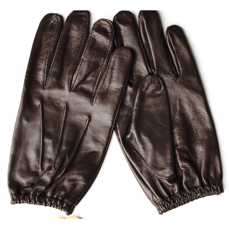 Paire de gants de conduite homme en cuir d’agneau marron, dos et paume