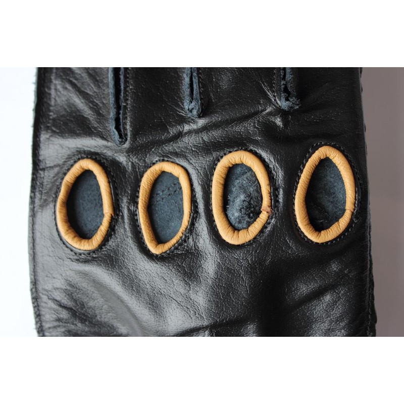 Gants de conduite en cuir de buffle noir