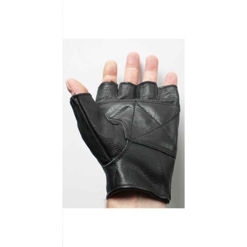 Gants de musculation sans doigts en cuir noir